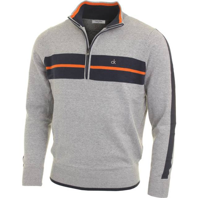 (XL, Silver) Calvin Klein Golf Mens 2022 CK Vertex Half Zip Neck Sweater Pullover