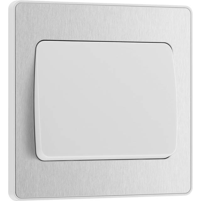 BG Evolve 2 Way 20A 16Ax Wide Rocker Single Light Switch - Brushed Steel