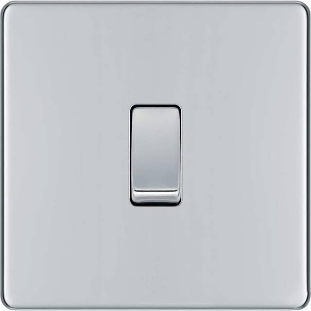 BG Screwless Flatplate Polished Chrome Single Switch, 10Ax 2 Way - FPC12