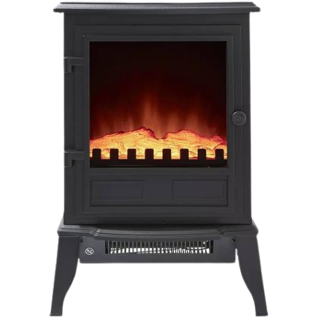 2KW Alloa Log Effect Fire Stove Black