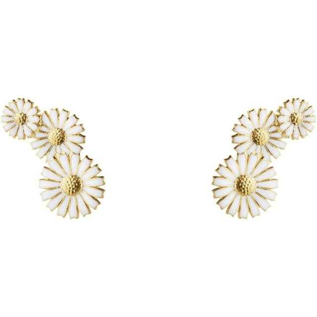 Georg Jensen Daisy ørering i forgyldt og hvid emalje