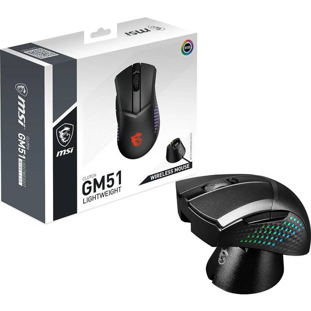 MSI CLUTCH GM51 LIGHTWEIGHT WIRELESS souris Droitier RF Wireless + Bluetooth + USB Type-C Optique 26000 DPI
