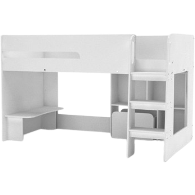 Kudl White Mid Sleeper with Toybox Cube