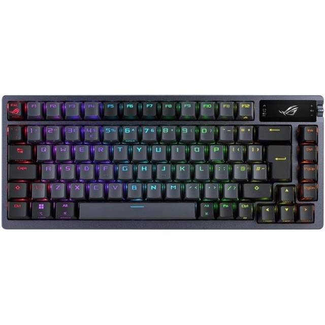 ASUS ROG Azoth 75 % trådlöst anpassat speltangentbord, OLED-skärm, fogmontering, trelagers dämpning, ROG NX Red tangentbordsbrytare och stabilisatorer som kan bytas ut under drift,