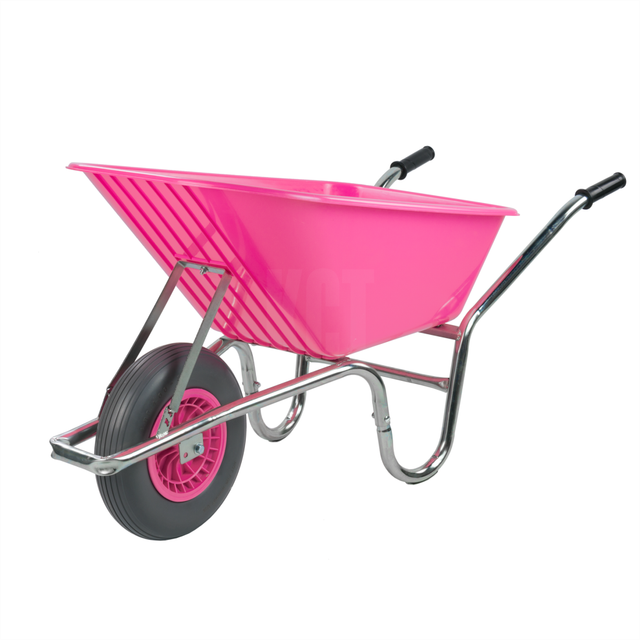 (Pink - 110L Wheel barrow single wheel) KCT 110 Litre Garden Steel Wheelbarrows Reinforced Tyre