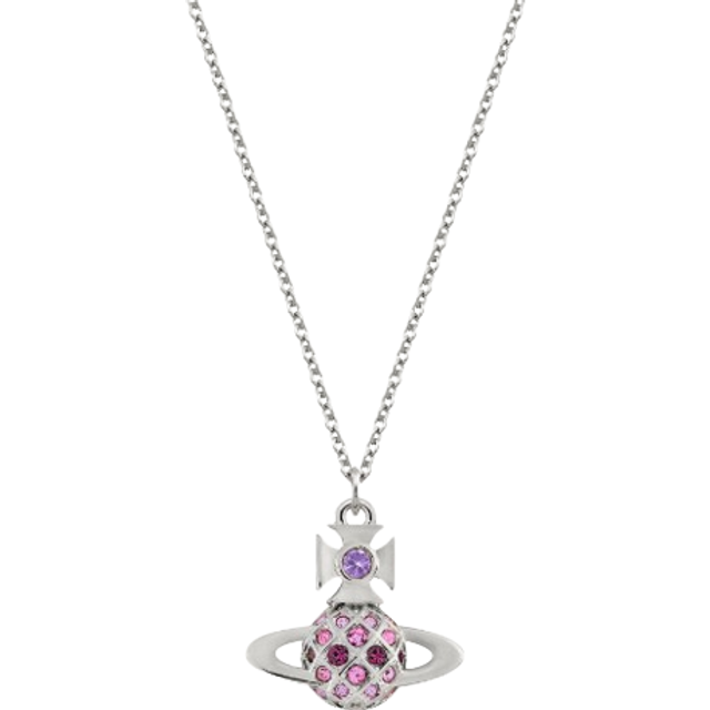 Vivienne Westwood White Metal Pink Crystal Pendant