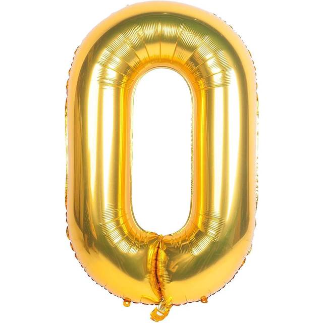 "(Gold, Number 0) 16"" Letters Numbers Foil Balloons Air Filled Self Inflating Decorations"