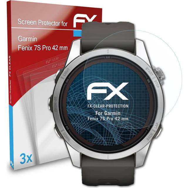 Atfolix 3x screen protector for garmin fenix 7s pro 42 mm clear