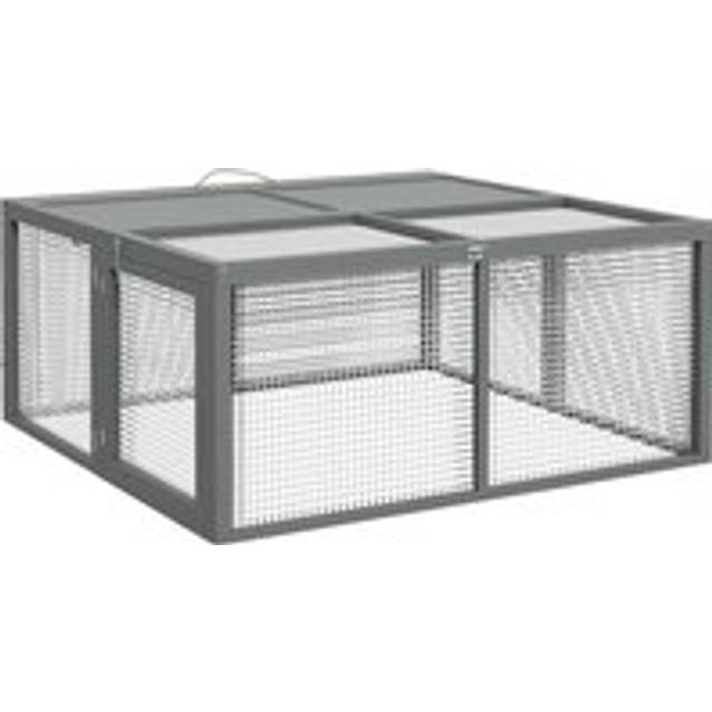 PawHut Wooden Folding Rabbit Run for 2-3 Rabbits - Guinea Pig - Grey | TJ Hughes