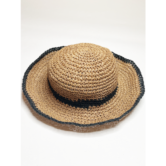 Womens Straw Summer Bucket Hat With Foldable Brim - Beige - One Size