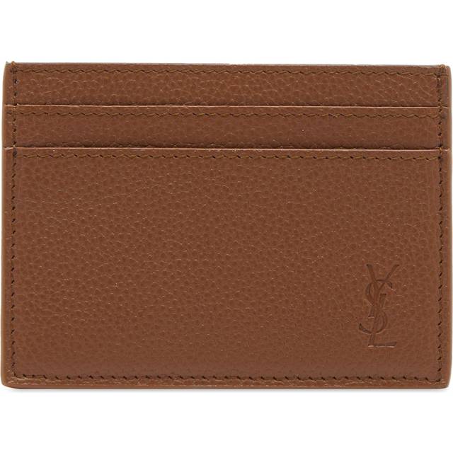 Saint Laurent Leather Cassandre Card Holder - Brown - One size