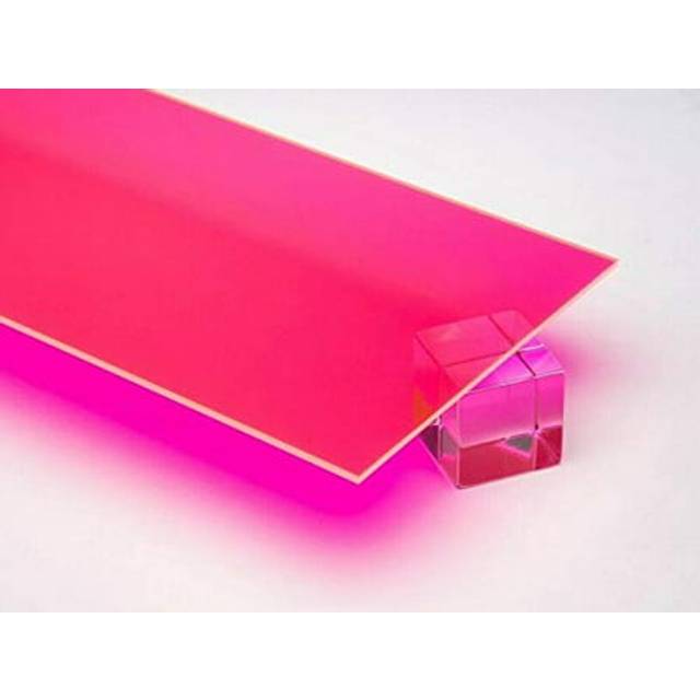 "1/8"" (0.118"") Pink Neon Fluorescent Acrylic Plexiglass Sheet 12""x12"" Cast 3mm Thick Nominal Size AZM"