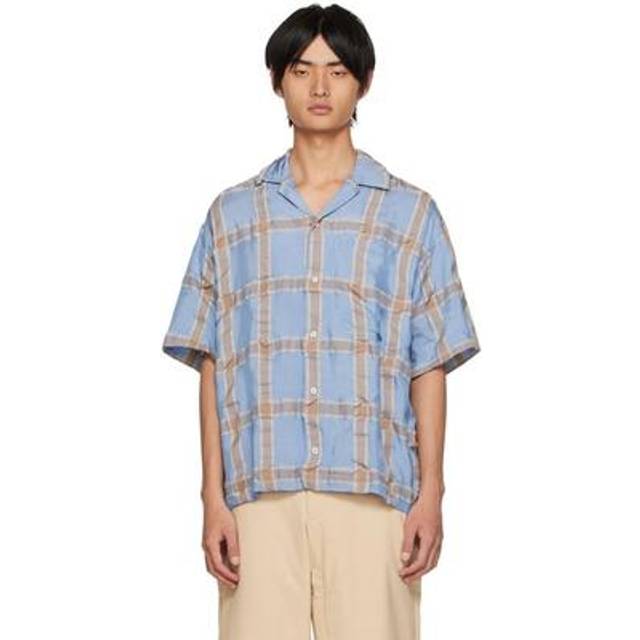 JACQUEMUS Blue Le Papier 'La Chemise Jean' Shirt - BLUE/BEIGE CHECKS - IT 48
