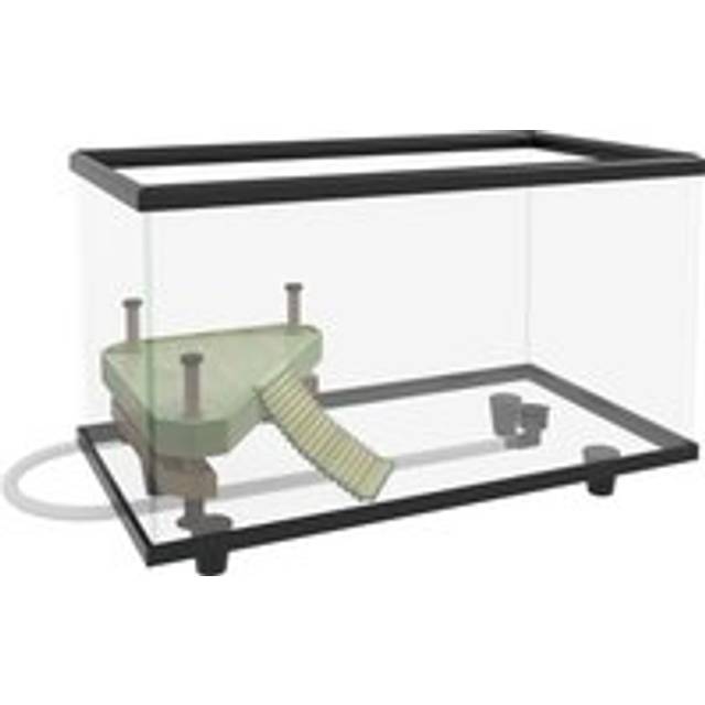 PawHut 28L Glass Turtle Tank Aquarium with Basking Platform, Easy-Drain, Strip Patch Thermometer Aosom UK