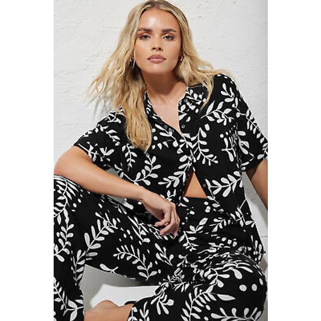 Pixiegirl Petite Black Leaf Print Shirt 6 Pixiegirl | Petite Women's Shirts
