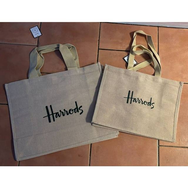 Harrods jute & recycled cotton shopping bag large or ex large -new