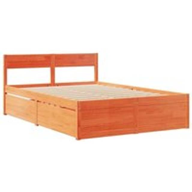 Vidaxl Bed Frame Without Mattress Wax Brown 120x190 Cm Small Double Solid Wood Pine