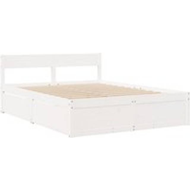Vidaxl Bed Frame With Drawers White 140x200 Cm Solid Wood Pine