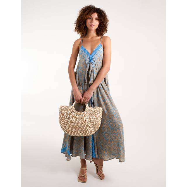 Blue Vanilla Womens V Neck Draped Maxi Dress - Size Small