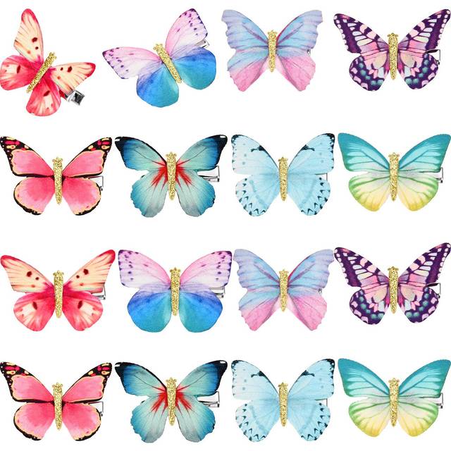 16 Pieces Glitter Butterfly Hair Clips for Girls Butterfly Glitter Barrette for Women Teens Hair Accessories