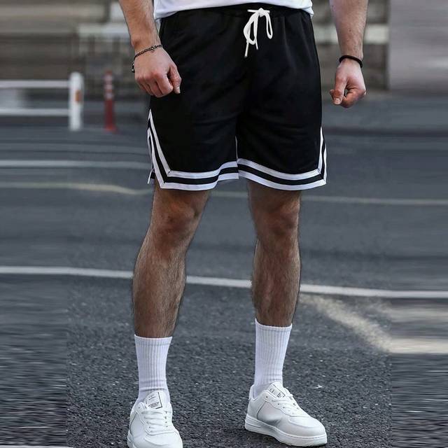 Pojkvänsstil, sommarsportshorts för män, lös passform, snabbtorkande, strandshorts, knälånga, andas - Svart (L,M,S,XL,XS,XXL,XXS)