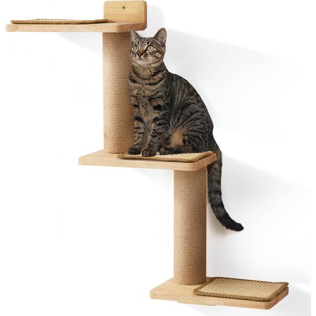 FUKUMARU Kattväggshyllor, 3 i 1 omvandlingsbar kattklöspelare väggmonterad, DIY kattväggs-jungel och kattperch plattformstillbehör, passar för katter att klättra, leka, vila, klösa.