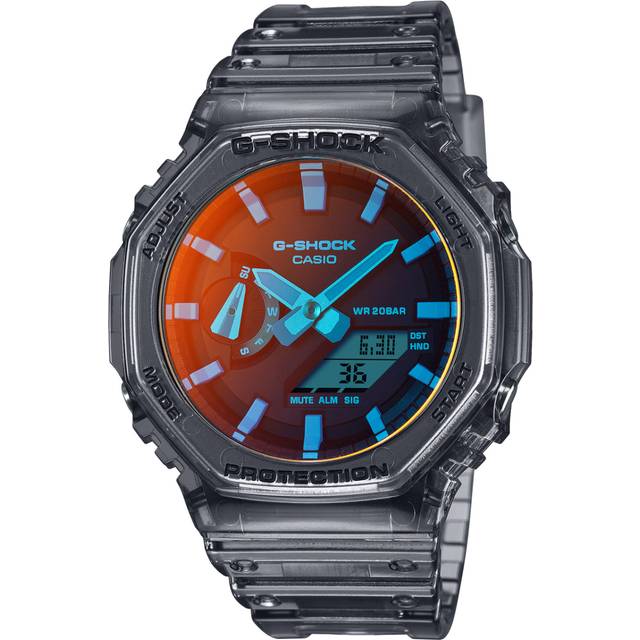 Casio G-Shock Core Grey Transparent Orange Dual Display Watch GA-2100TLS-8AER
