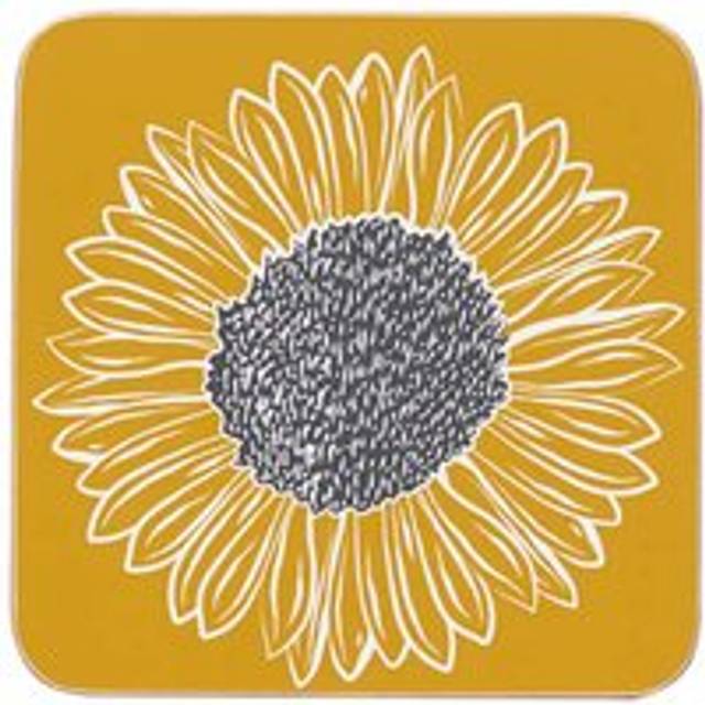Coasters Drink Mat Set of 4 Artisan Flower Yellow and Grey English Tableware Co.
