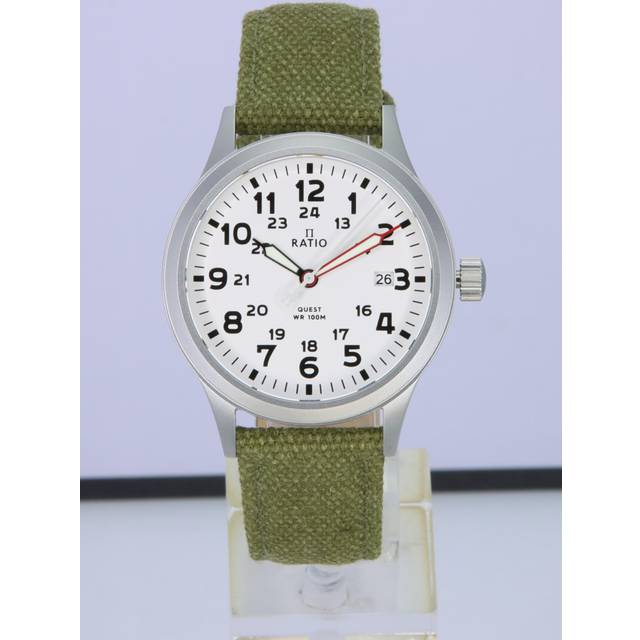 Ratio Quest Men's Field Watch Sapphire Canvas Strap Quartz RTQ027 100M Lewis And Clark Edition