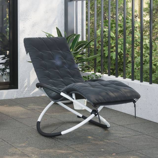 Vidaxl - Sun Lounger Cushion Black 160x50x10 cm Faux Suede Leather