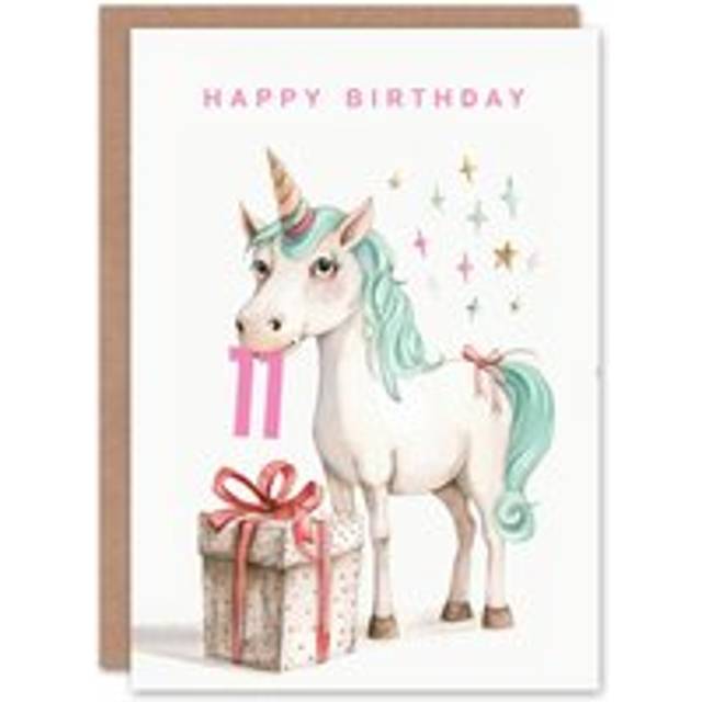 11th birthday card unicorn stars present fun kids age 11 year old child