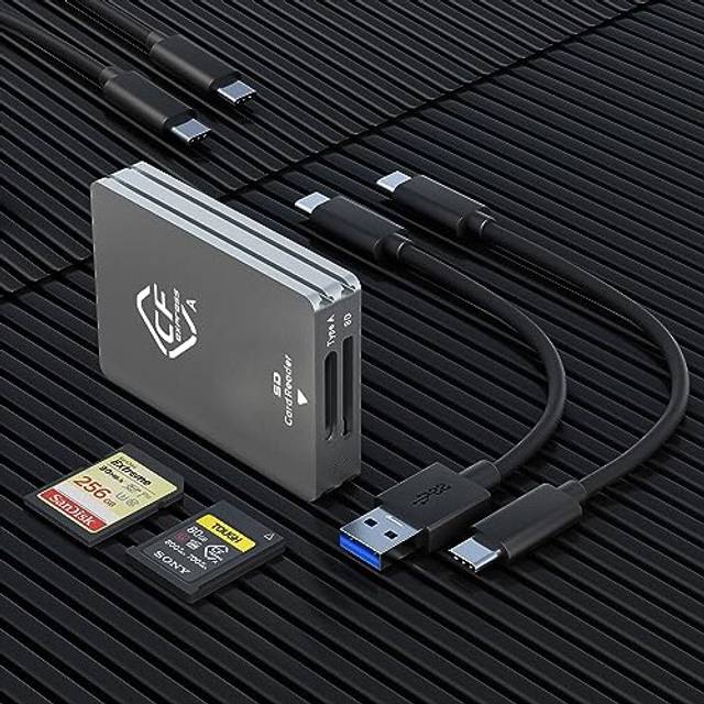 Cfexpress type a and sd card reader – dual-slot usb3.2 gen2 10gbps adapter fo...