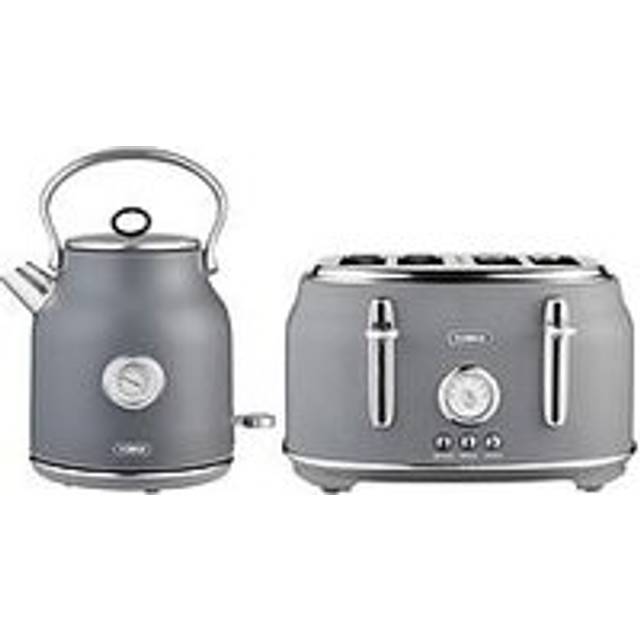Tower Renaissance Kitchen Set, 1.7L Quiet Boil Kettle & 4 Slice Toaster, Forest Green, T10063FOR, T20065FOR - Grey