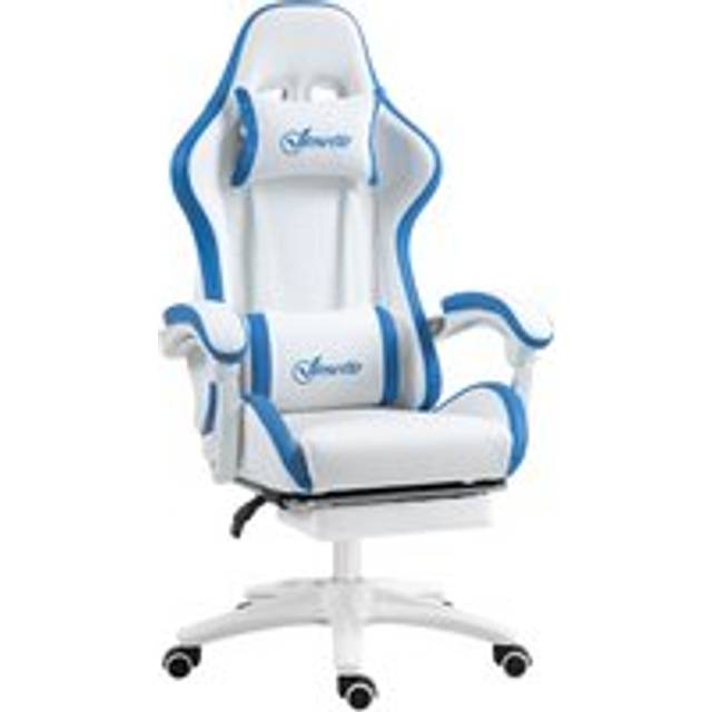 Vinsetto Racing Gaming Chair, Reclining PU Leather Computer Chair w/ 360° Swivel Seat, Footrest, Removable Headrest & Lumber Support, White Aosom UK