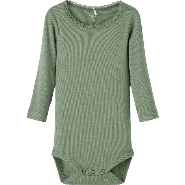 Name It Nbfkab LS Body Noos Str 56 - Lily Pad/melange Langærmede Bodies hos Magasin