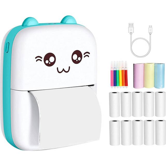 Mini Printer,Portable Pocket Printer,Bluetooth Wireless Smart Thermal Inkless Printer,Smartphone Photo Printer,Blue