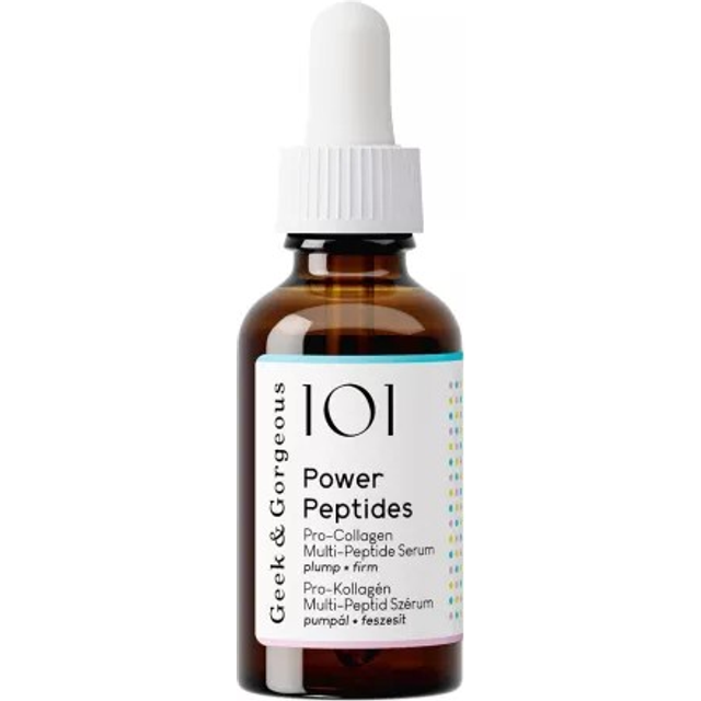 Geek & Gorgeous Power Peptides Serum – Högeffektivt anti-aging-serum med multippptider – stramar huden, minskar rynkor och förbättrar spänningen – främjar kollagenproduktion – 30 ml