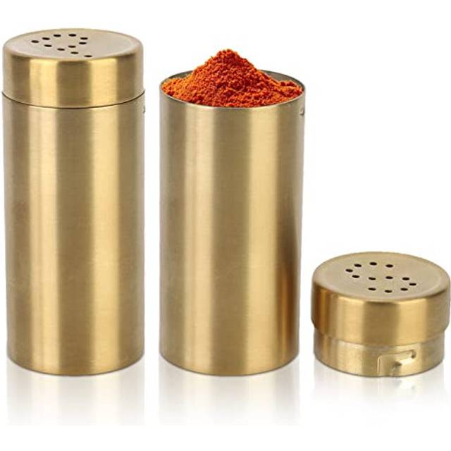 2Pcs Salt and Pepper Shaker,Stainless Steel Seasoning Sugar Shaker Spice Jars, Salt and Pepper Pots,Icing Sugar Shaker Salt and Pepper Shakers