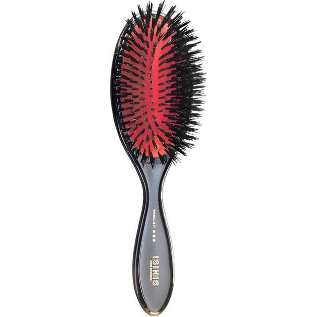 Isinis Model 33 38 30 83 Large Root Boar Bristles Black Handle Premium Boar Bristle Hair Brush - Pneumatic hairbrush, 11 Rows, L 8.8in