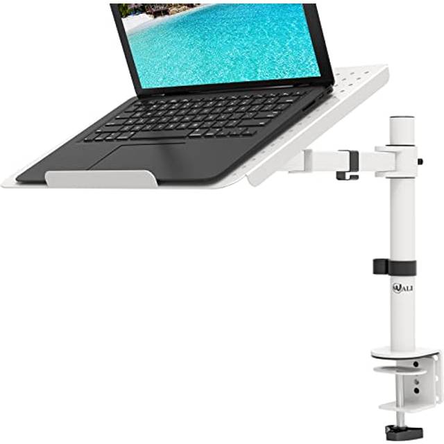 WALI Laptop Mount Arm for Desk  Laptop Tray  Fully Adjustable  up to 17 inch  22lbs  with Vented Cooling Platform Stand (M00LP-W)  White