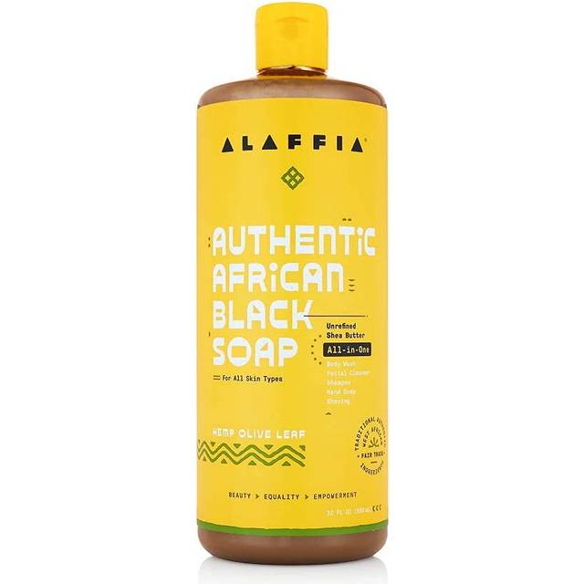 Alaffia Authentic African Black Soap All-In-One - Hemp Olive Leaf 32 fl oz
