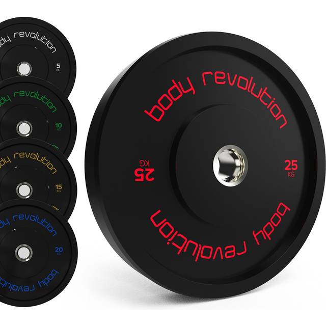 Body Revolution Olympic Bumper Plates Black 25 Kg Pair, Black