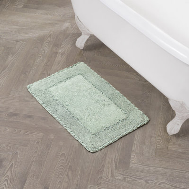 "Laura Ashley Ruffle Border 100% Cotton Bath Rug  Sage Green  17""""""""x 24"""""""""