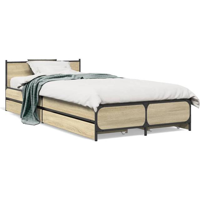 vidaXL Bed Frame with Drawers without Mattress Sonoma Oak 100x200 cm - Brown