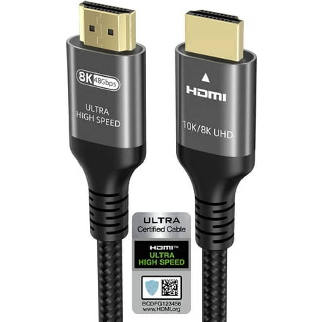 Ubluker 10K 8K 4K HDMI Kabel 48Gbps 2M, Certifierad Ultra High Speed HDMI® Kabel 4K 240Hz 144Hz 8K 60Hz 0,01ms HDR10+ ARC eARC HDCP2.3 Netflix Roku TV PC Monitor Projektor PS5 4 Xbox