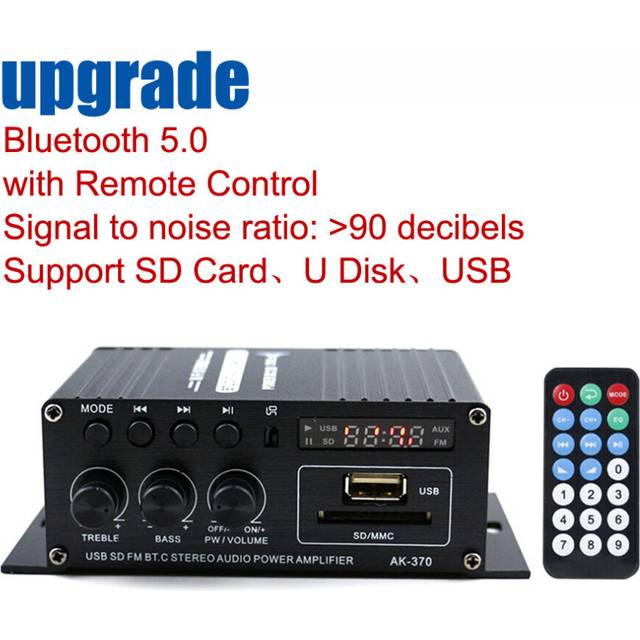 (a-upgrade) AK-170 Mini HiFi Stereo Audio Amplifier Bluetooth LED 200W+200W 12V Dual Channel Power Home Car Amp with RCA Input Amplificador