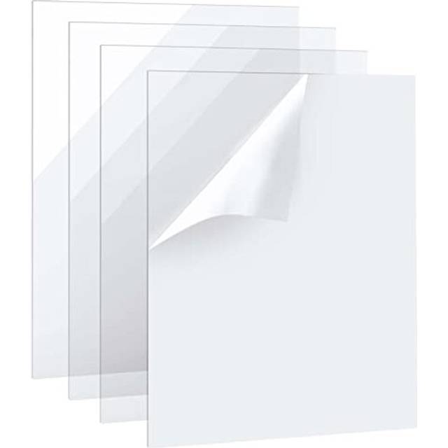 4 Pcs A4 Perspex Clear Acrylic Sheet, 2 Mm Thick Plexiglass Plastic Sheet, Transparent Acrylic Panel Sheets Sign for Picture Frame, Painting, Display