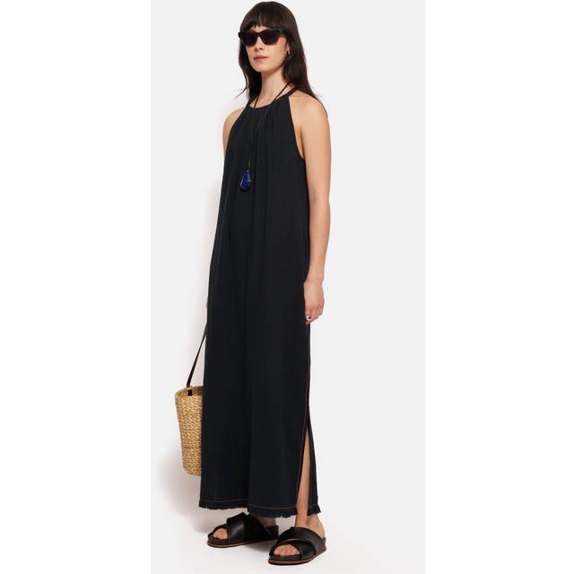 Halter Neck Cheesecloth Dress Navy