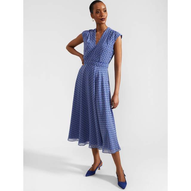 Hobbs Hailey Midi Dress, Blue/Multi