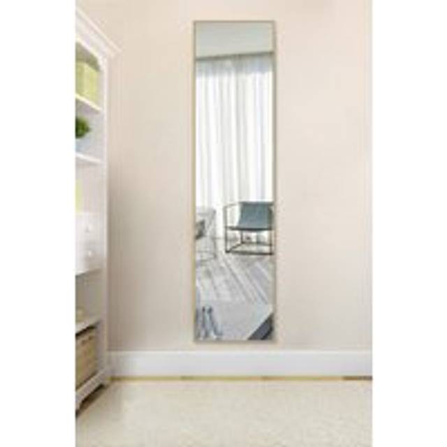 30cm W x 120cm H Wall-Mounted Metal Thin Frame Full Length Mirror - Metallics - One Size
